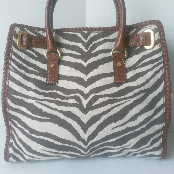 Michael Kors "Hamilton" Zebra Print Canvas & Leather Trim Tote - Picture 10 of 16